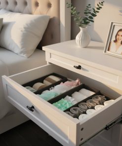 Alternative view of Bructhun Sock Drawer Organizer 3 Pack - Collapsible Fabric Storage Bins for Underwear Divider. Small Closet Organizers with 3 Compartments. Gray