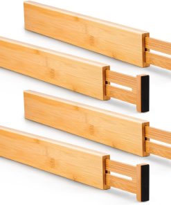 Utoplike 4 pcs Bamboo Kitchen Drawer Dividers Large. Adjustable Drawer Organizers. Spring Loaded. Expandable Organization Works in Kitchen. Dresser. Bathroom. Bedroom. Drawer. Desk