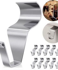 Amuille Vinyl Siding Hooks Hanger 10 Pack. Heavy Duty Siding Clips for Hanging on Patio. No-Hole Needed Stainless Steel Siding Hook to Decor Wreath Things for Horizontal Vinyl Siding