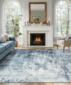 Alternative view of 6x9 Ft Large Area Rugs for Living Room. Soft Non-Slip Washable Rugs Modern Abstract Pattern Carpet for Bedroom Indoor Floor Nursery Home Decor (Blue)
