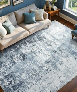 6x9 Ft Large Area Rugs for Living Room. Soft Non-Slip Washable Rugs Modern Abstract Pattern Carpet for Bedroom Indoor Floor Nursery Home Decor (Blue)
